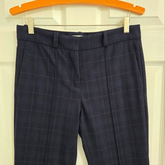 Maje Stylish Trouser Pants Women's Size  38(M) Dark Blue Plaid Straight Leg - Picture 15 of 15